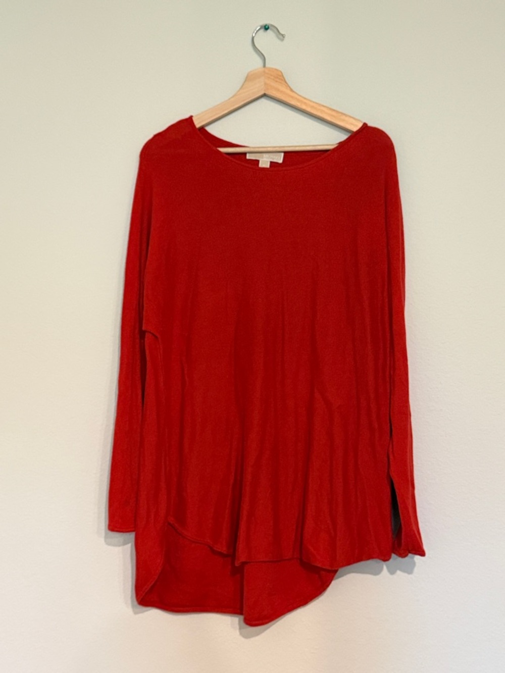 Michael Kors Red Long-Sleeve Asymmetric Tunic Top